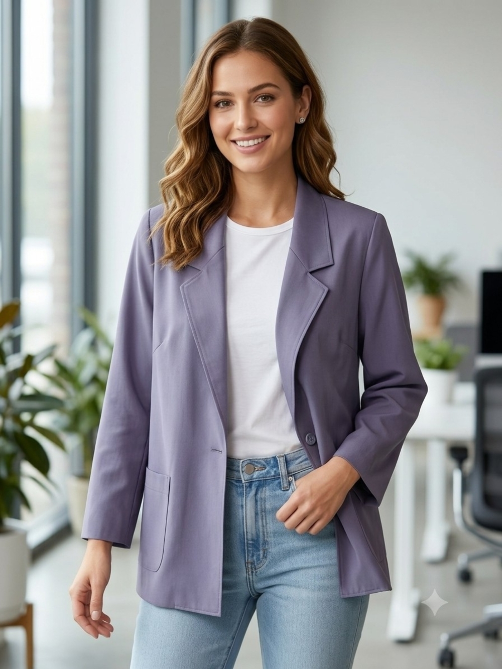 Alfred Dunner Lavender Single-Button Women's Blazer.       HJ 24